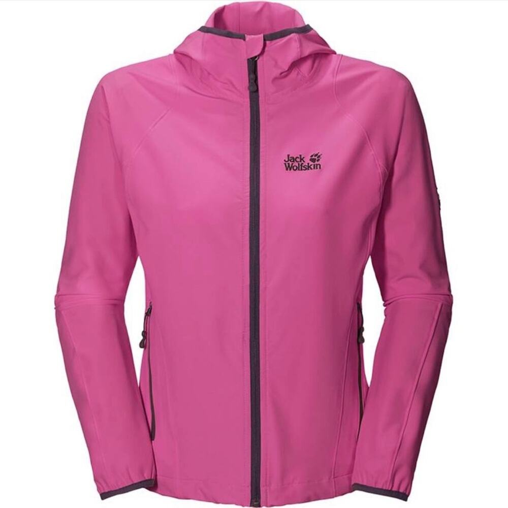 JACK WOLFSKIN Pink Turbulence Softshell Flex Shield Full Zip Hiking Jacket‎ XS